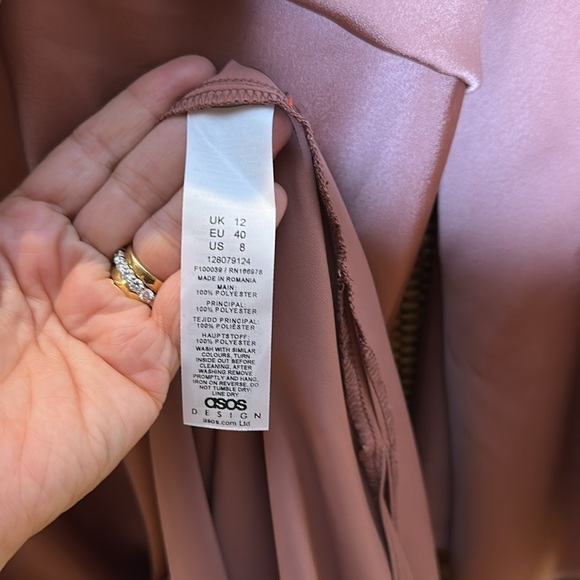 ASOS Edition Ruched Batwing Sleeve Satin Dress SzUS8 New - Picture 7 of 8